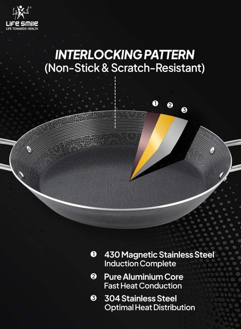 Life Smile 36cm Hybrid Stainless Steel Non-Stick Paella Pan with Induction Base (3.8L) - Image 4
